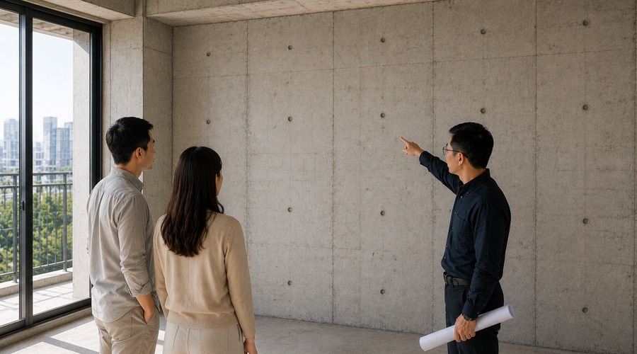 建築師說明牆體與樑柱結構關係